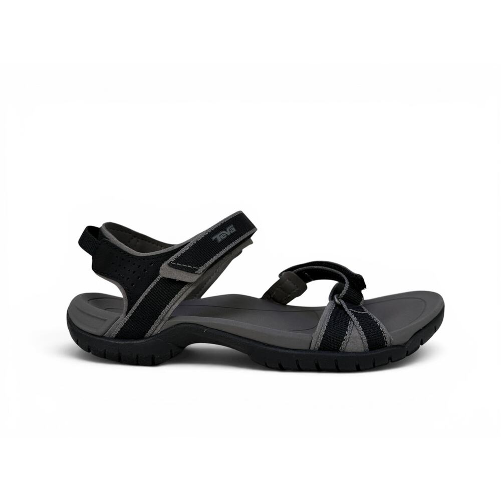 Teva Verra Sport Hiking Sandal Womens 7 Black Grey Strappy Adjustable Comfort
